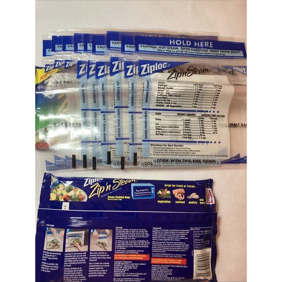 Ziploc Zip N Steam Medium Bags Microwave Steam - 1 New And 1 Partially Used - Picture 5 of 5